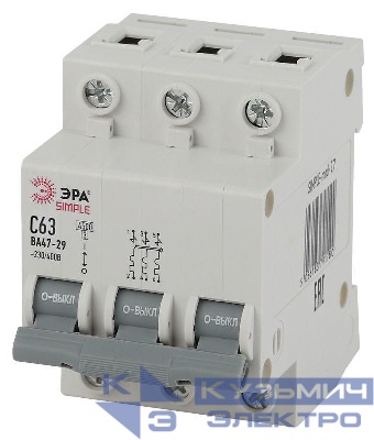 Выключатель автоматический модульный 3п C 63А 4.5кА ВА 47-29 SIMPLE-mod-27 ЭРА Б0039244