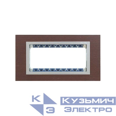 Рамка 5мод. Simon82 Centralizations узкая с суппортом венге/алюм. дерево Simon 82957-65