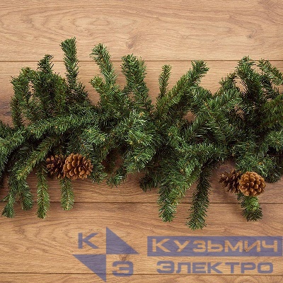 Гирлянда "Еловый шлейф с шишками" 2.7м d36см IP44 300 веток с шишками объем 36см Neon-Night 307-221