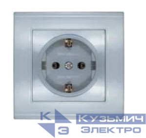 Розетка 1-м СП Бриллиант 16А IP20 с заземл. серебр. UNIVersal 7949872