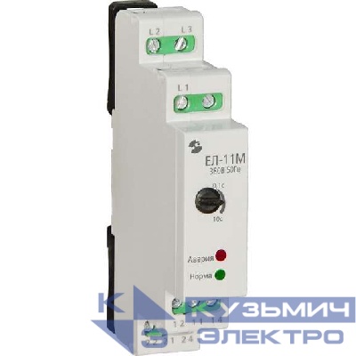 Реле контроля напряжения 3ф ЕЛ-12М-15 УХЛ2 AC 400В [спец.] задержка срабатывания 0.1...10с ток контактов исполнит. реле 8А 2п Меандр A8302-16934423