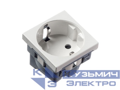Розетка модульная 220В, с з/к и шторками 45х45мм, белая Ruvinil (Рувинил)