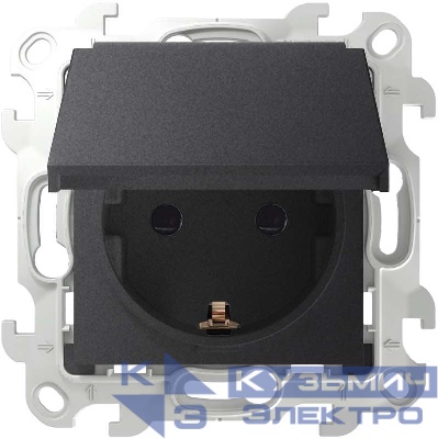 Розетка 1-м СП Simon 24 16А IP44 2P+E Schuko механизм графит Simon 2450448-038