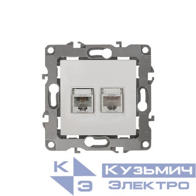 Розетка компьютерная + телефонная 2-м Эра12 12-3109-01 RJ45 + RJ11 IP20 бел. Эра Б0018248