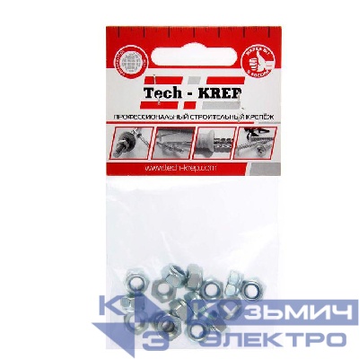 Гайка самоконтрящаяся М6 DIN 985 цинк. (пакет) (уп.16шт) Tech-Krep/Zitar 103031