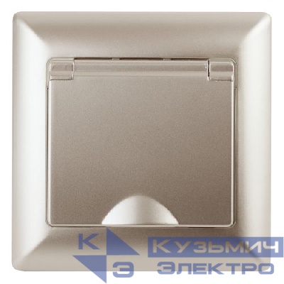 Розетка 1-м СП Solo 4-203-04 16А 250В IP20 2P+E Schuko с заземл. защ. крышка шампань Intro Б0053660