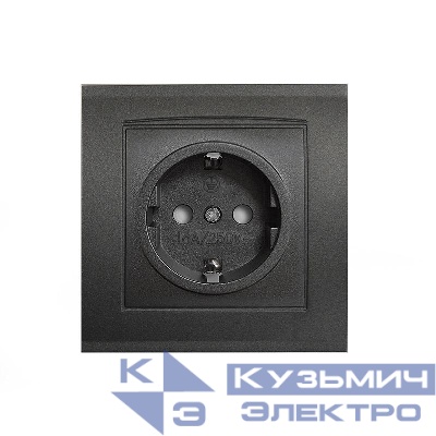 Розетка 1-м СП Бриллиант 16А IP20 с заземл. защ. шторки в сборе графит Universal 7947632-Gr