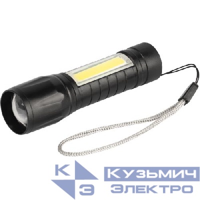 Фонарь светодиодный UA-101 аккумуляторный 3Вт LED+3Вт COB оптический Zoom 3 режима Трофи Б0069798