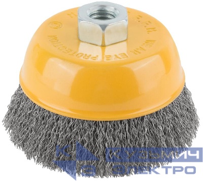 Корщетка-чашка гайка М14 волнистая проволока нержавеющая сталь 100мм FIT 38843