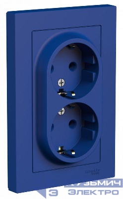 Розетка 2-м. AtlasDesign 16А с заземл. в сборе аквамарин SE ATN001124