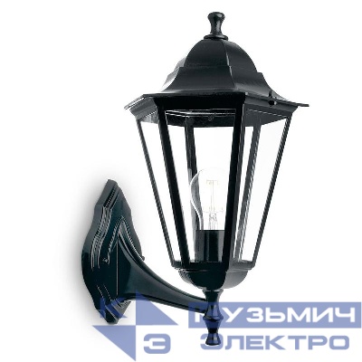 Светильник 6201/PL6201 100Вт E27 230В садово-парковый на стену вверх черн. FERON 11064