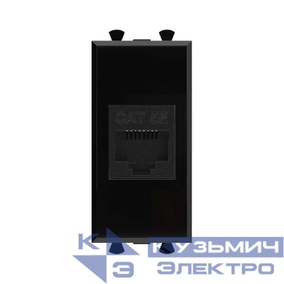 Розетка компьютерная 1мод. Avanti "Черный квадрат" RJ45 кат.5E без шторок модульная механизм DKC 4402661