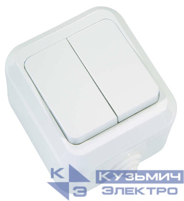 Выключатель 2-кл. ОП 10А IP44 п/герм. бел. Makel 18301