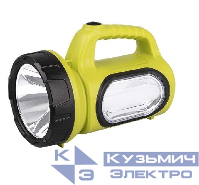 Фонарь-прожектор аккумуляторный AccuF7-L3W/L10-gn 3Вт 160лм + боков. панель 10х0.25Вт 50лм IP20 аккум. 0.9А.ч дальность луча прожектора 300м зел. ФАZА 5014855