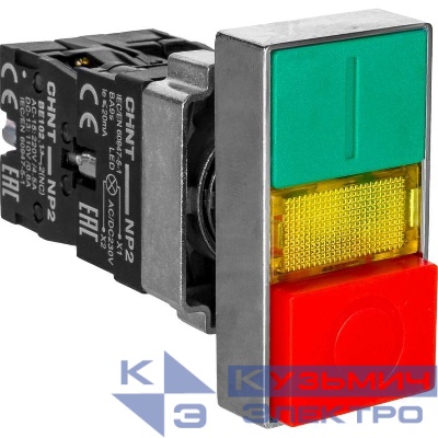 Кнопка двойная "Пуск-Стоп" NP2-EL8325 1НО+1НЗ AC230В IP40 (R) CHINT 574114