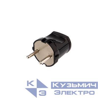 Вилка прямая 6А без заземл. черн. Rexant 11-8934