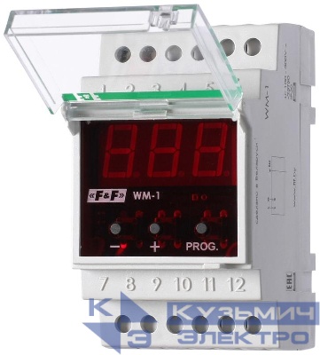 Указатель мощности WM-1 (однофазный; цифровая индикация; монтаж на DIN-рейке 35мм; 230В 16А 1P IP20) F&F EA04.011.001