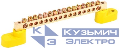 Шина PE "земля" ШНИ-6х9-16-У2-Ж на двух угловых изоляторах IEK YNN10-69-16C2-K05