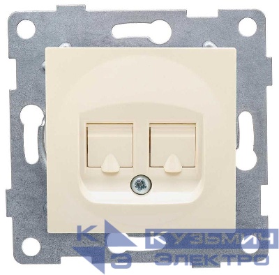 Розетка компьютерная + телефонная 2-м СП Ugra RJ45 + RJ12 механизм беж. GUSI С11КТ-003