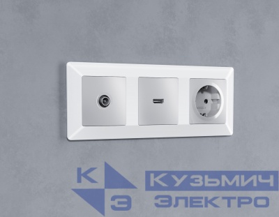 AP4140 Лицевая панель ALFA (Серебро глянец) для HDMI розетки QUANT