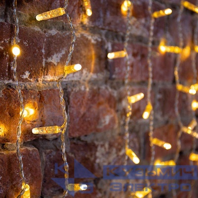 Гирлянда светодиодная "Светодиодный Дождь" 2х1.5м 300LED тепл. бел. 65Вт 230В IP65 эффект мерцания провод силикон. прозр. (нужен шнур питания 303-500-1) Neon-Night 235-316