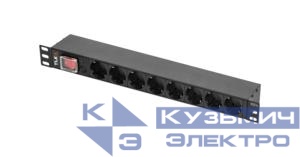 Блок розеток 8-м 10А C14 19дюйм 2.5кВт 490х44.4х68мм без шнура предохранитель перекидн. выкл. метал. корпус NIKOMAX TLK-RSC08-MTF-01-BK