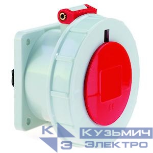 Розетка встраиваемая 16А 4п 3P+PE 6ч 400В IP67 фланец 75х75 Bals 1376