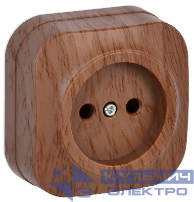 Розетка 1-м ОП GLORY РС20-2-ХД 10А без заземл. дуб IEK ERH10-K24-10