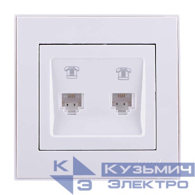 Розетка телефонная 2-м СП Rain RJ11 16А IP20 евро стандарт бел. LEZARD 703-0202-138