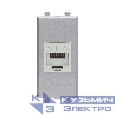 Розетка компьютерная 1мод. Avanti "Закаленная сталь" RJ45 кат.6A без шторок экранир. модульная механизм DKC 4404771