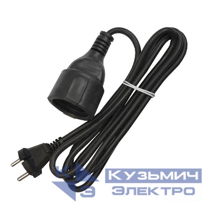 Удлинитель-шнур 1х2м без заземл. 10А IP20 ПВС 2х1 черн. DOMTOK 2338