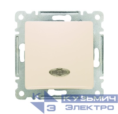 Выключатель 1-кл. СП Lillium IP20 с подсветкой механизм крем. Makel 30010021