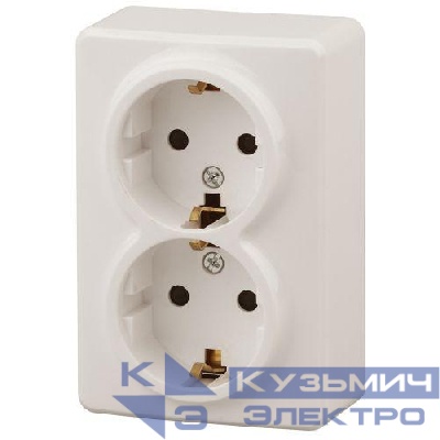 Розетка 2-м ОП Эра Эксперт 11-2205-02 16А IP20 250В 2х2P+E Schuko сл. кость Эра Б0020692