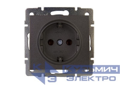 Розетка 1-м Rain с заземл. керамика механизм матов. черн. графит LEZARD 703-4188-122