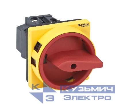 Выключатель-разъединитель 4п 20А IP20 с красн. рукоят. на дверцу 4 винтами с замком SE MSD20410R