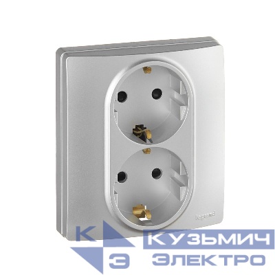 Розетка 2-м СП Inspiria 16А 250В с заземл. защ. шторки безвинтов. зажимы алюм. IEK 673757