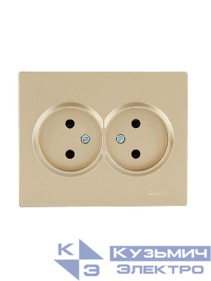 Розетка VESNA двойная без заземл. ПБТ зол. LEZARD 742-3600-128B