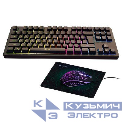 Комплект клавиатура и мышь DX750 игровые 1200-3600dpi + коврик черн. Intro Б0056140