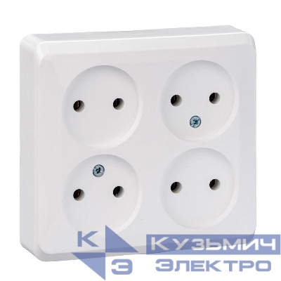Розетка 4-м ОП Этюд 16А IP20 250В без заземл. без защ. шторок бел. SE PA16-205B