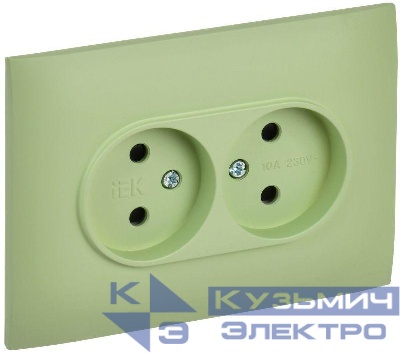 Розетка 2-м SKANDY 10А без заземл. защ. шторки в сборе SK-R09G мятный IEK SK-R23-10-K06-F