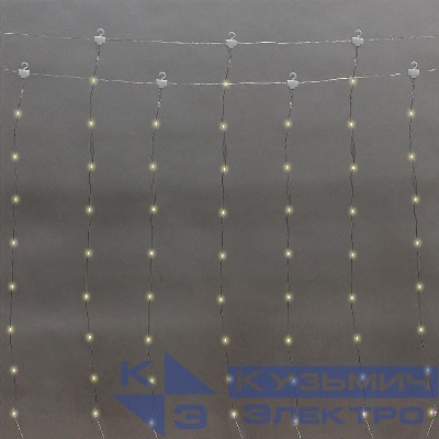 Гирлянда светодиодная "Роса "Светодиодный дождь" 3х2м LED тепл. бел. 12Вт IP20 USB+пульт управления с крючками для крепления Neon-Night 315-876