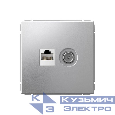 Розетка компьютерная + телевизионная 2-м СП ArtGallery RJ45 кат.5E + TV механизм алюм. SE GAL000389