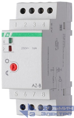 Фотореле AZ-B (выносной герметичный фотодатчик IP65 монтаж на DIN-рейке 2 модуля 230В 16А 1НО IP20)(аналог ФР-7Е) F&F EA01.001.009