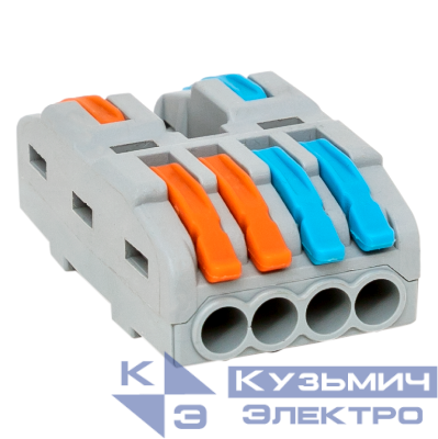 Клемма строительно-монтажная СМК 222-424 разветвительная 4 выхода 0.08-4кв.мм EKF plc-smk-422-4