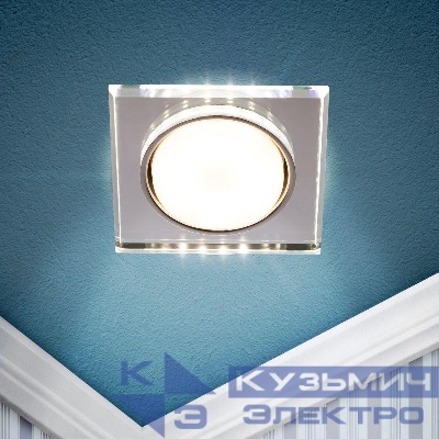 Светильник DK LD50 MR GX53 со светодиодной подсветкой встраиваемый зеркальный Эра Б0057472