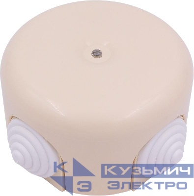 Коробка распределительная 78мм (4 кабельных ввода в комплекте) пластик песочн. зол. Bironi B1-521-24-K