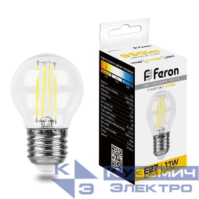 Лампа светодиодная LB-511 11Вт прозрачная 2700К E27 230В FERON 38015