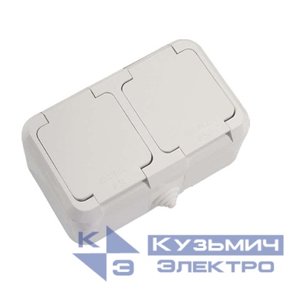 Розетка 2-м ОП 16А IP44 с заземл. п/герм. бел. Makel 18354