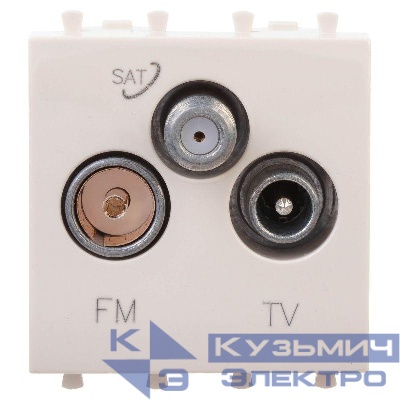 Розетка телевизионная TV/FM/SAT 2мод. 16А Avanti "Ванильная дымка" DKC 4405532