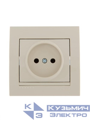 Розетка 1-м СП Deriy 16А IP20 без заземл. керамика крем. LEZARD 702-0303-121